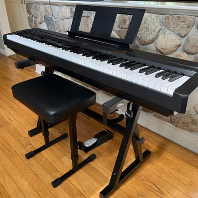 Yamaha P-45 Digital Piano 2015 - Present - Black with Bench, Stand, and Sustain Pedal image 2