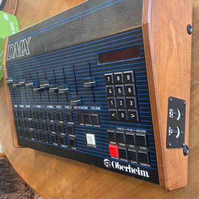 Oberheim DMX 8-Voice Drum Machine 1981 - Blue with Wood Sides image 3
