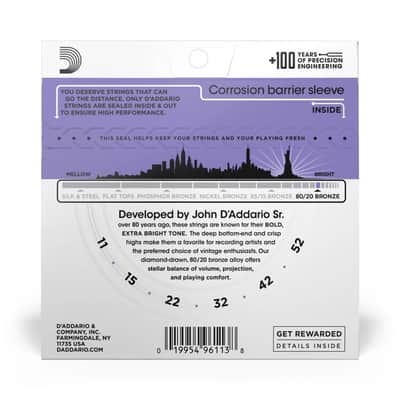 D'Addario EJ13 80/20 Bronze Acoustic Guitar Strings Custom Light 11-52 image 3