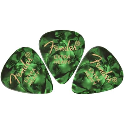 Fender Premium Celluloid 351 Shape Guitar Picks, Extra Heavy, Green Moto, 12-Pack image 2
