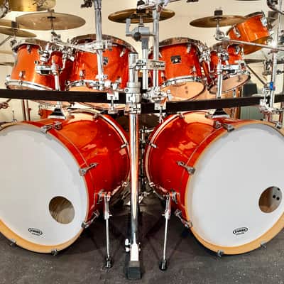 Limited Edition Tama Superstar Classic Bright Orange Sparkle 10 Piece Double Bass Drum Shell Pack image 2