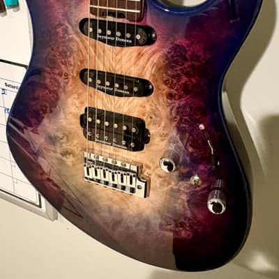 ESP Original Snapper CTM Burl with Rosewood Fretboard 2020 - Present - Nebula Pink Purple Burst image 2