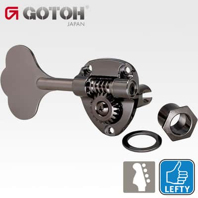 NEW Gotoh GB11W 4 In-Line Bass LEFTY Tuners Tuning Keys LEFT Handed COSMO BLACK image 1
