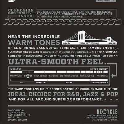 D'Addario Bass Strings Chromes Light Flat Wound ECB81S Short Scale image 2