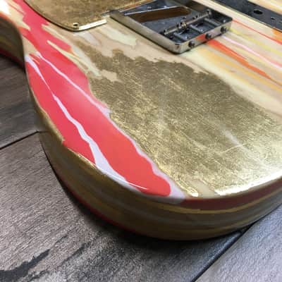 Made to Order - FRANCHIN Mars guitar body Colorful Wood Grain Oil Paint and Metallic Leaf Swamp Ash Telecaster-Tele-T-Style Made in Italy image 8