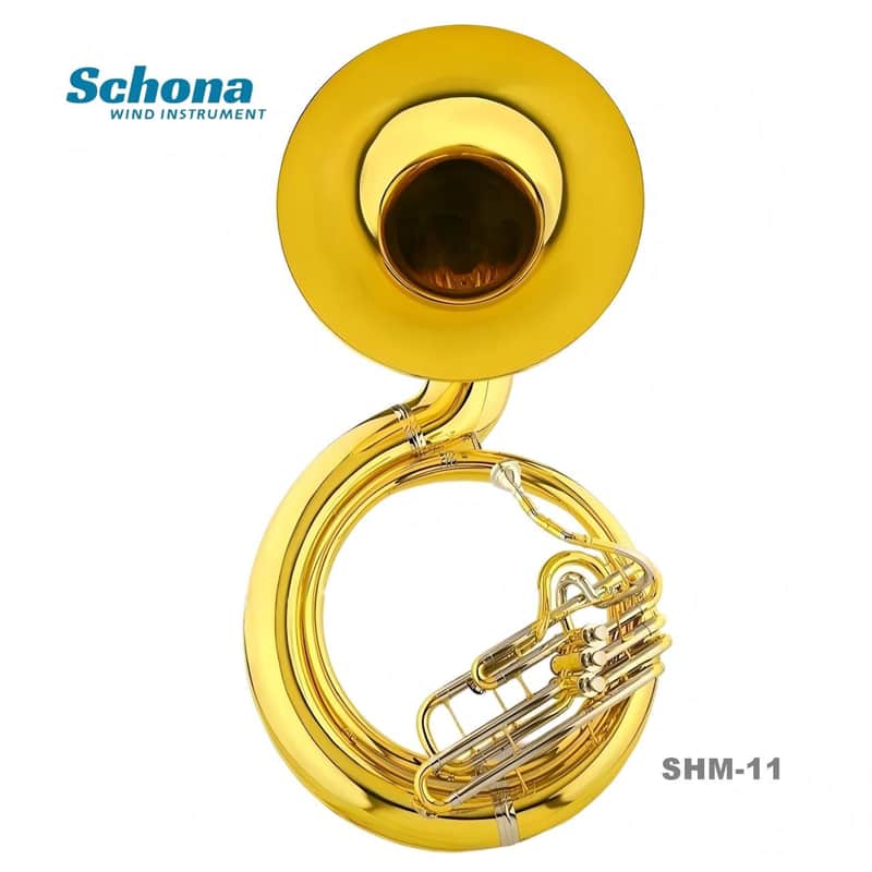 SCHONA SHM-11 Three-button Lacquer Gold Finish White Copper Tuning Slide Sousaphone in Bb Suitable image 1