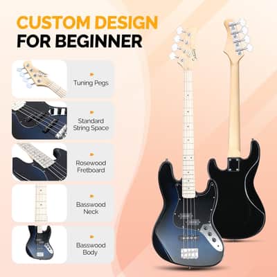 Glarry GJazz Electric Bass Guitar /20W Amplifier - Blue image 3