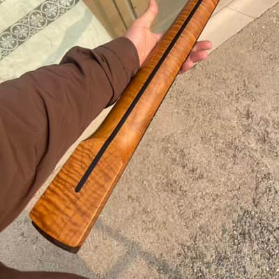 5-string electric bass neck jazz bass stainless steel 21frets Roasted flame Maple guitar neck 34inch hole 18mm image 7