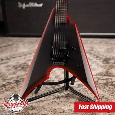 ESP LTD Black Metal Arrow Electric Guitar - Black Red Burst Satin