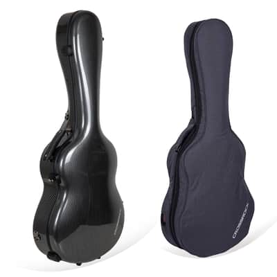 Crossrock Ultra-light Fiberglass Case-Fits 4/4 Classical Nylon String Guitars, includes Protective Cover, Interior Compartment, TSA Lock, Weight 6.4lb-Black image 2