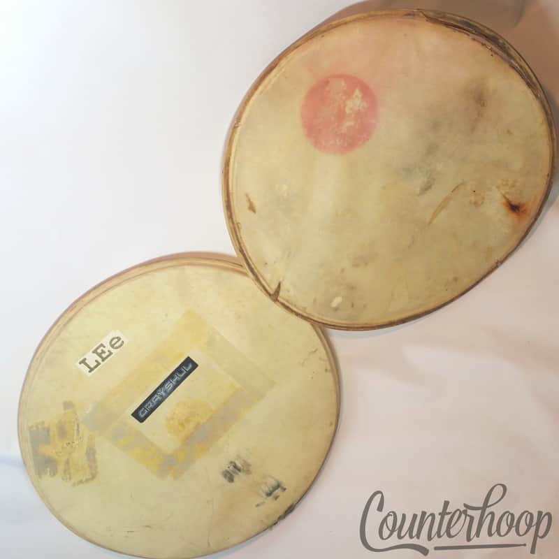 Gretsch 2x 24" Broadkaster Calf Skin Bass Drum Heads Calfskin Vintage 40s USA RB image 1