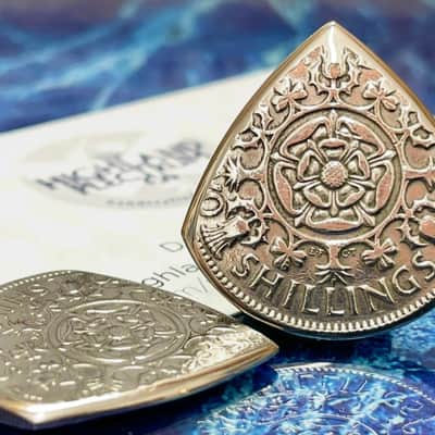**Special Offer 20% Discount** Two (2) Queen Elizabeth Two Shillings Coin Guitar Picks. image 2