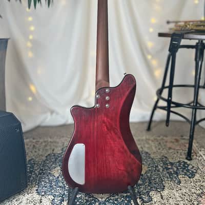 Offbeat Guitars "Hope" 30" Short Scale Bass in Red Diablo on Carved Top Spanish Cedar, Fralin Custom Big Single T-Bird Pickup, Varitone, Leo Quan Badass Hardware image 5