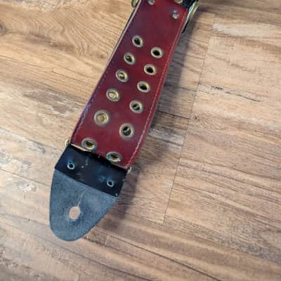 Unbranded Vintage Studded Guitar Strap 2" 1980s Red Cool Strap! image 6