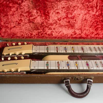 National  Grand Console Model 1050 Double Eight Lap Steel Electric Guitar (1949), ser. #V15591, original brown hard shell case. image 11