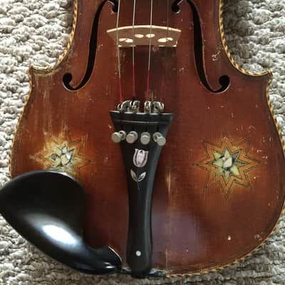 Early 1900's Vintage Gypsy Violin with Beautiful Inlay Detail image 11