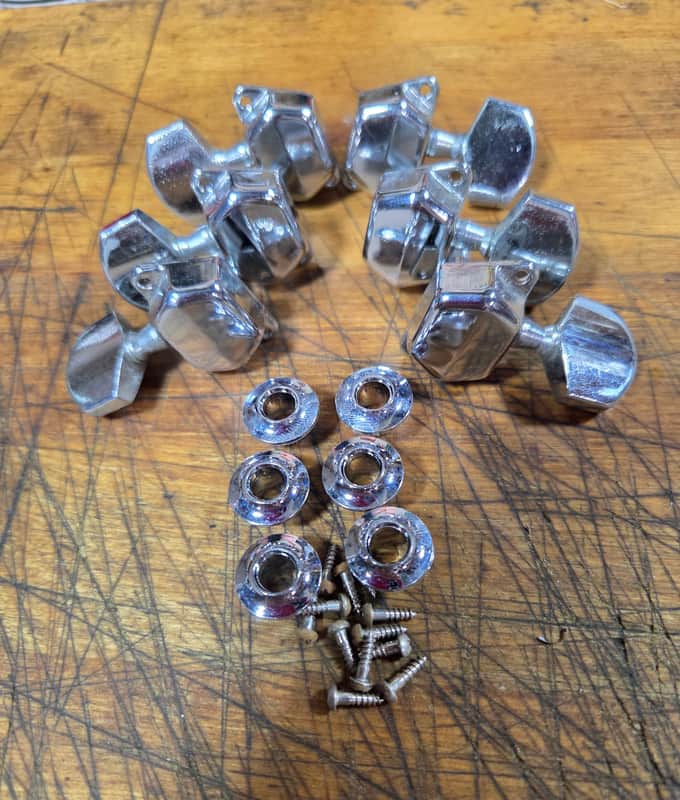 Vintage 1970's Japan 3x3 Guitar Tuners Grommets Original Installation Screws Luthier Parts #7 image 1