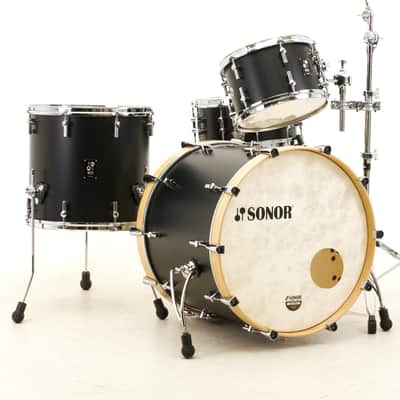 Sonor SQ1 4-pc Shell Pack in GT Black, 12/16/22/14 (322 Set NM-MH GTB plus 1465 SDW Snare) image 1