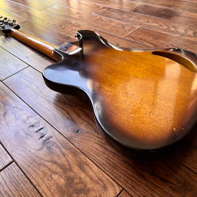 Vintage 1960s Teisco TG-64 Electric Guitar Monkey Grip Tobacco Burst Offset Tremolo MIJ Japan w/ OHSC image 12