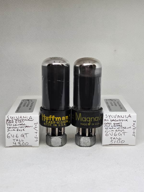 Sylvania 6V6GT Chrome Dome Tall Boy Gray Glass Well Matched (5.8%) Pair NOS 6V6 image 1