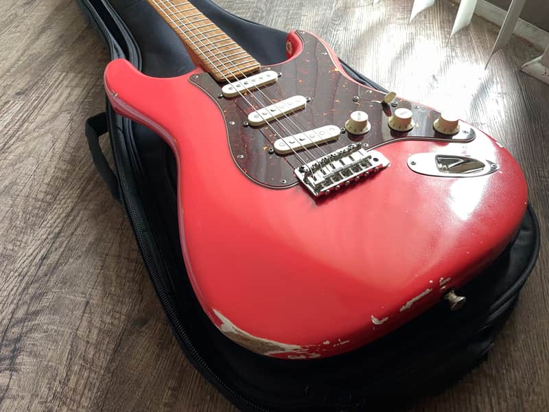 Warmoth Partscaster Fiesta Red Nitro With Fender Neck And SCN Noiseless Pickups image 1