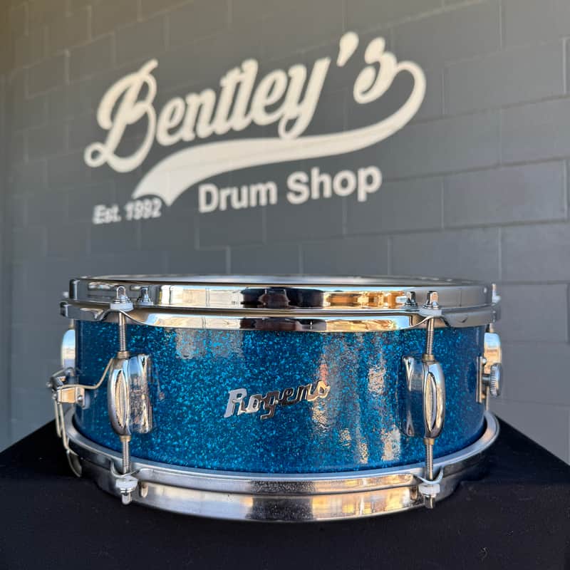 Vintage 60's Rogers Cleveland Spotlight 5x14" Snare Drum in Blue Sparkle with S-Hoop Batter (Rm4) image 1
