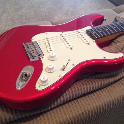 Rare Custom Clay Dot Squier Classic Vibe Stratocaster in Discontinued Scarlet Red Color image 5