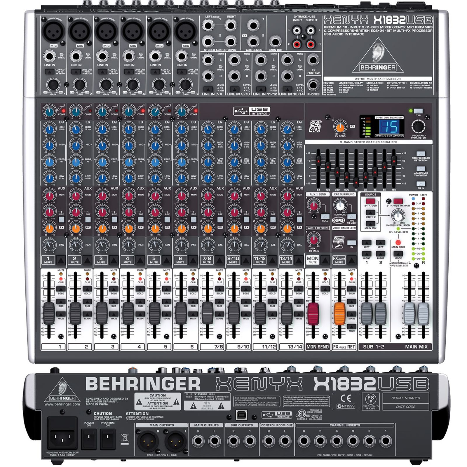 Behringer X1832USB 18-Input 3 2-Bus Mixer XENYX | Reverb