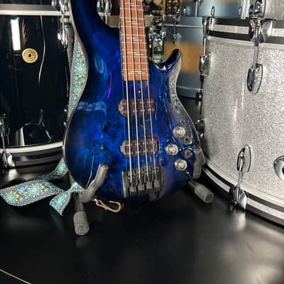 Schecter Guitar Research Omen Elite 4 / Four String Electric Bass Guitar in See-Thru Blue Burst with Hardshell Case (RM 2) image 2
