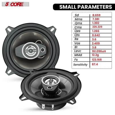 5Core Coaxial Car Door Speakers 5” Pair 350W 4Ohm 2 Way Component Subwoofer Audio w Super Tweeter image 5