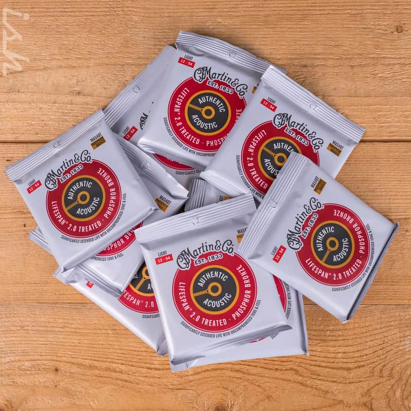 Martin MA540T 12-54 Light 10-Pack Authentic Acoustic Lifespan 2.0 Treated 92/8 Phosphor Bronze Guitar Strings image 1
