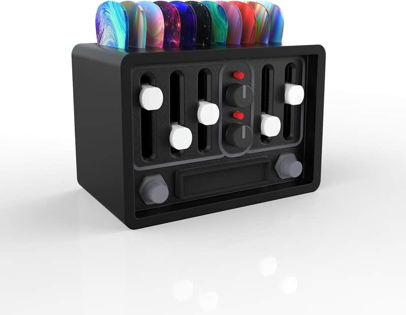 Guitar Pick Holder, Audio Speaker Style Guitar Pick Case, 3D Printed Guitar Picks Holder Box For Storage & Display, Picks Holder for Bass, Ukulele, Guitar Players (Black) image 1