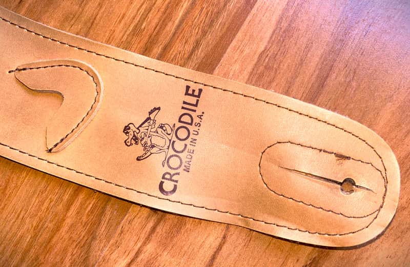 Rare Vintage Crocodile Brand Quality Leather Standard Guitar Strap USA Made! image 1