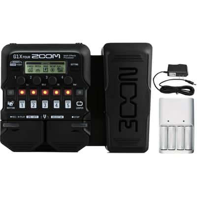 Zoom G1X Four Guitar Multi-Effects Processor With Built-In Expression Pedal + Pig Hog PP9V Pig Power 9V DC 1000ma Power Supply + Battery & Charger image 1
