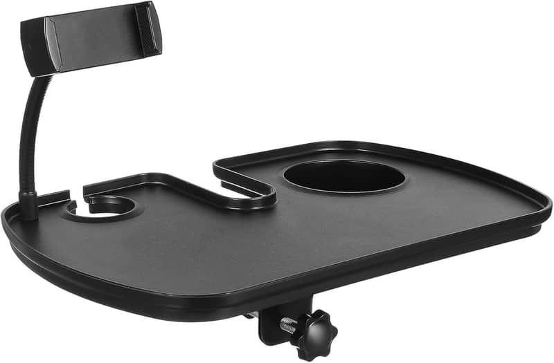 Universal Microphone Stand Tray with Drink Holder, Adjustable Mic Stand Clamp-On Shelf Phone Stand for Live Streaming, Concert, Recording, Music Stand Accessories image 1