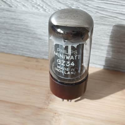 Ultra rare 1959  "A"NOS PHILIPS AMPEREX  GZ34 5AR4 double D GETTER f33 SMOOTH PLATE from SITTARD made ! PERFECT  balance super strong  Miniwatt label like Mullard image 4