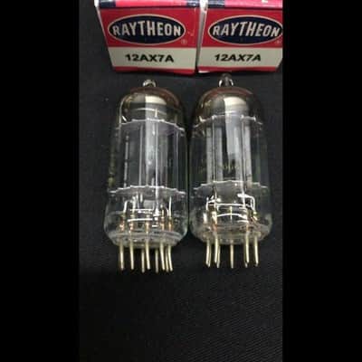 MATCHED PAIR RAYTHEON 12AX7A ECC83 Black Plate AUDIO Vacuum Tubes 8.9845 image 2