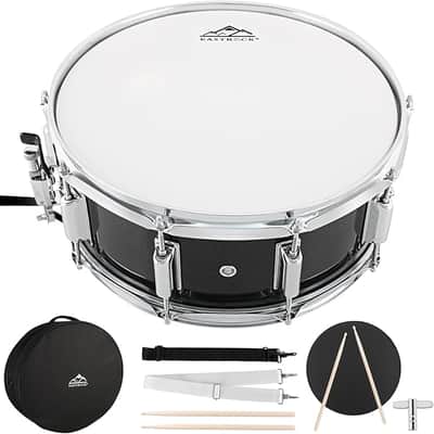Snare Drum 14X5.5 Inches for Student Beginners with Gig Bag, Drumsticks, Drum Keys, Coated Material Drum Head, Black image 3