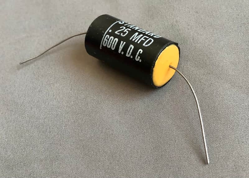 STANDARD .25 uF 600V Black Mylar Tone Capacitor, Test good, 1970s NOS image 1
