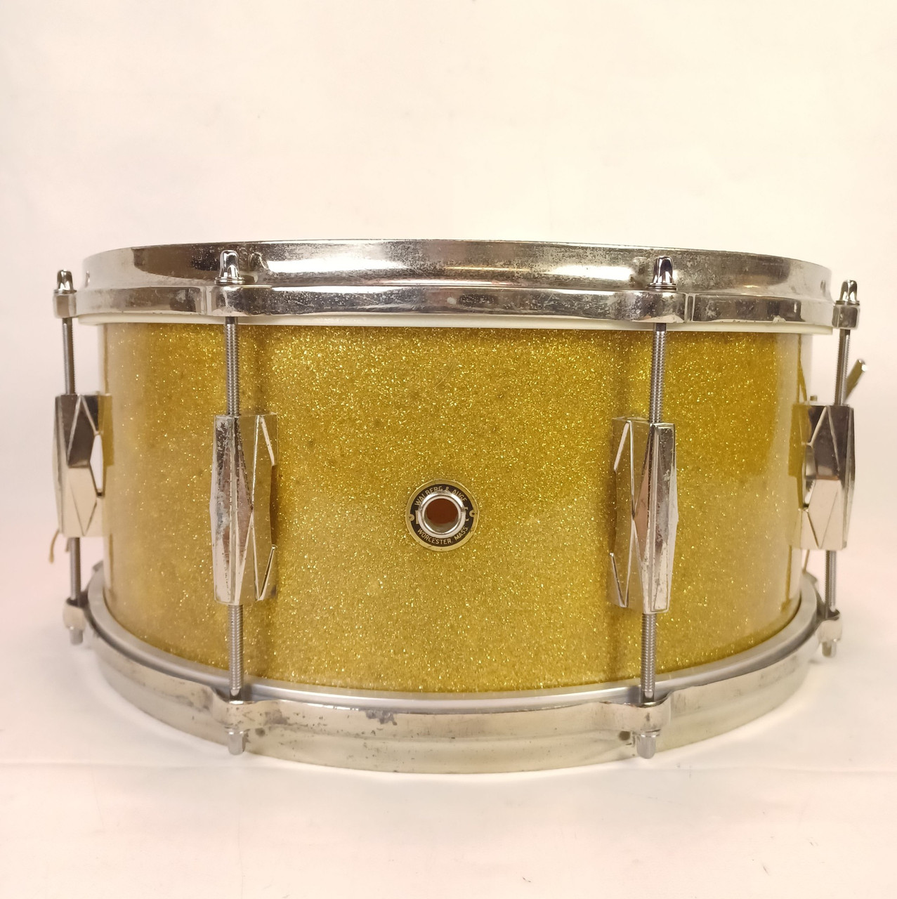 Walberg&Auge 6.5x14"Gretsch Broadkaster Gold Glass Snare Drum Prototype 6Ply 2x3 — main photograph