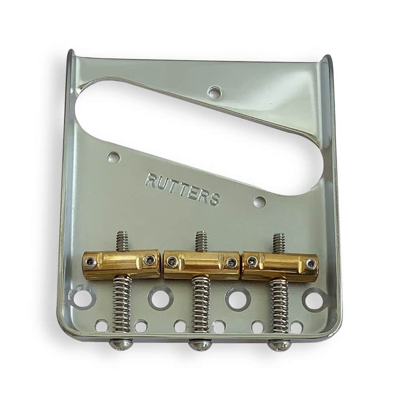 Rutters Vintage Stamped Bridge, Chrome Plated with Brass Straight Comp Saddles image 1