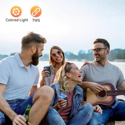Small Portable Bluetooth Speaker with LED Lights, TWS Stereo Sound, Bluetooth 5.3, AUX & TF Card Support, USB-C Rechargeable Wireless Speaker image 4