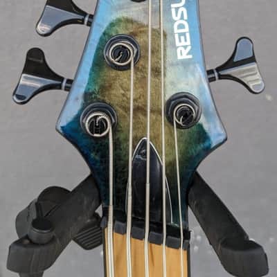 RedSub Coliseum Fanned Fret 5-String Bass, Blue Burl Burst w/EMG's & Upgrades image 5