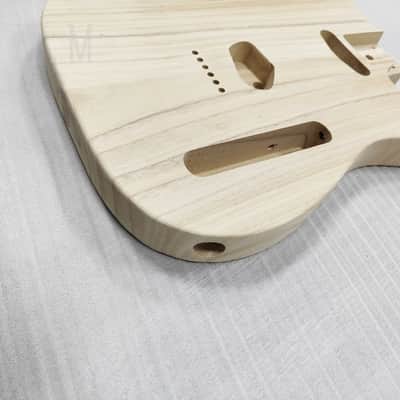 Unfinished Paulownia Wood Guitar Tele Style Body, String Through Bridge image 3
