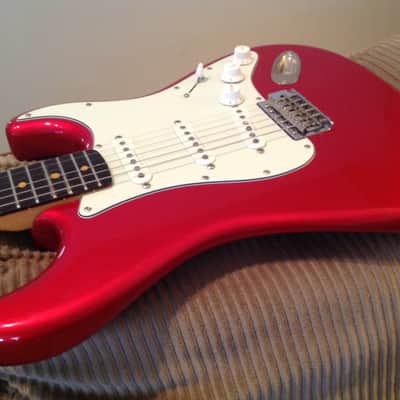 Rare Custom Clay Dot Squier Classic Vibe Stratocaster in Discontinued Scarlet Red Color image 1