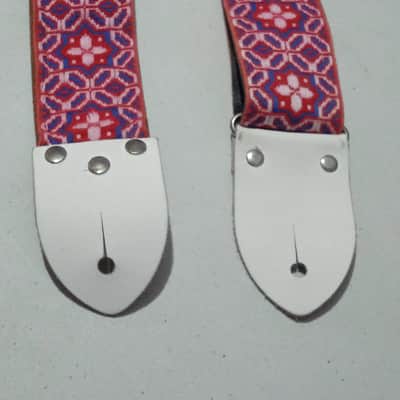 Tom's Vintage Straps made in France Ace style flower red blue & white image 1