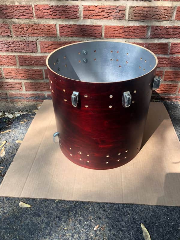 vintage Gretsch square badge 14”x14” floor tom drum shell MIS-DRILLED model # 4417 walnut image 1