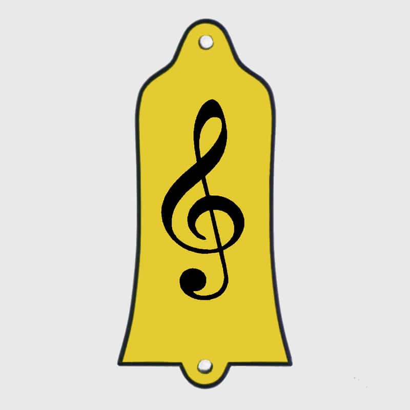 GUITAR TRUSS ROD COVER - Custom Engraved - Fits GIBSON USA - TREBLE CLEF Music Note - Black YELLOW image 1