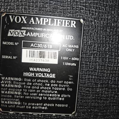 Vox AC30/6 TBX 3-Channel 30-Watt 2x12" Blue Alnico Guitar Combo 1998 - Black with road case image 5