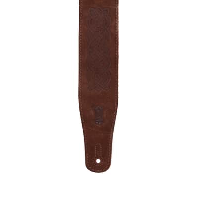 Levy's Signature Series 2.5" Wide Suede Leather Guitar Strap Brown Suede image 2
